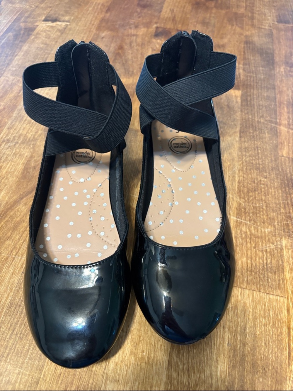 wonder nation Black Patent Cross-Strap Dress Flats